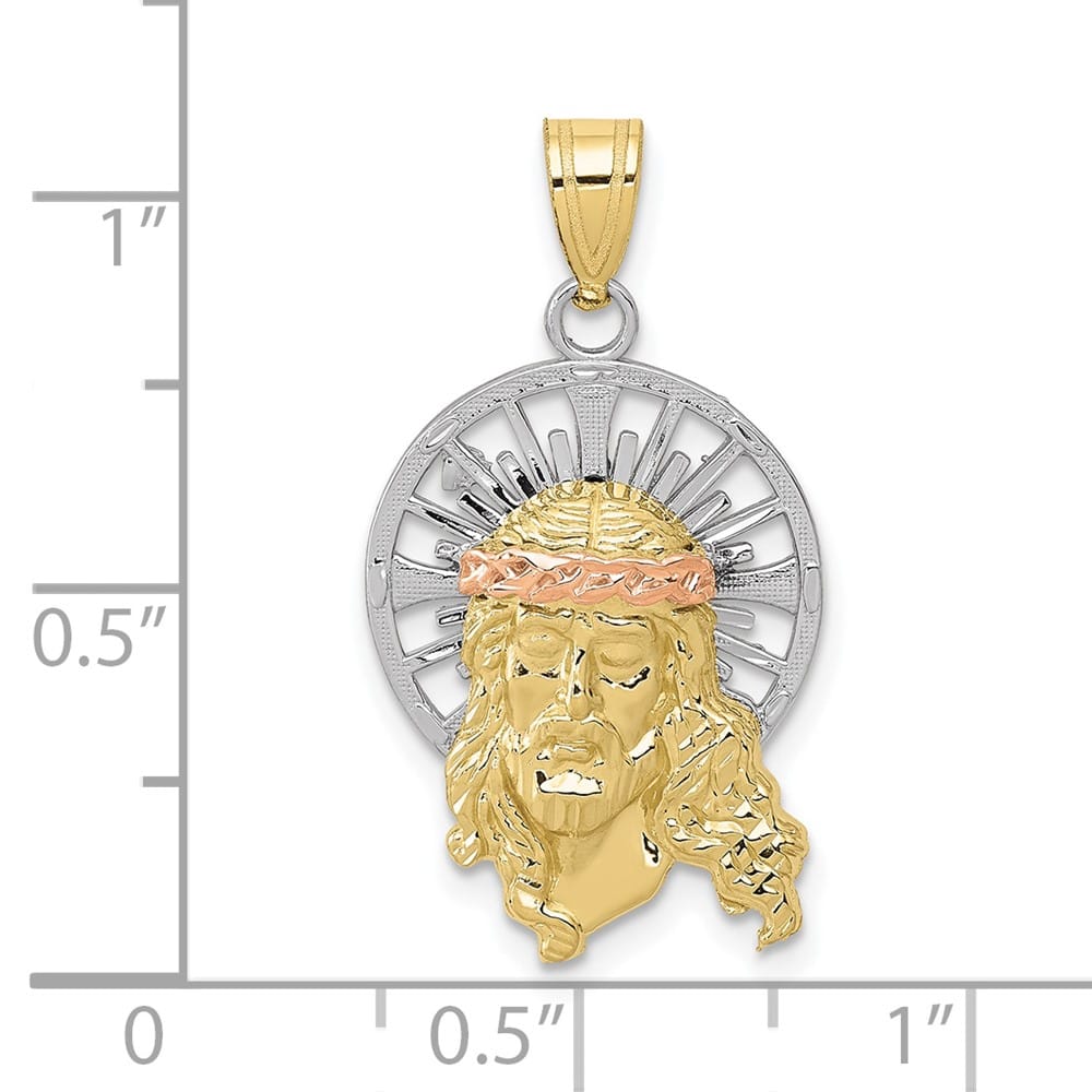 10K Tri-Color Gold Solid Polished D.C. Large Christ Charm
