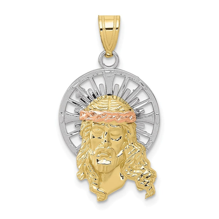 10K Tri-Color Gold Solid Polished D.C. Large Christ Charm