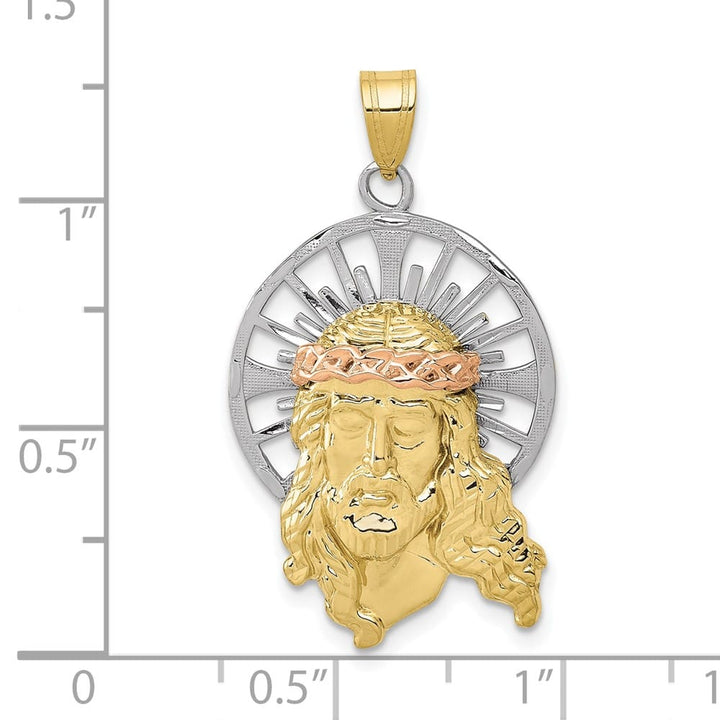 10K Tri-Color Gold Solid Polished D.C. Large Christ Charm