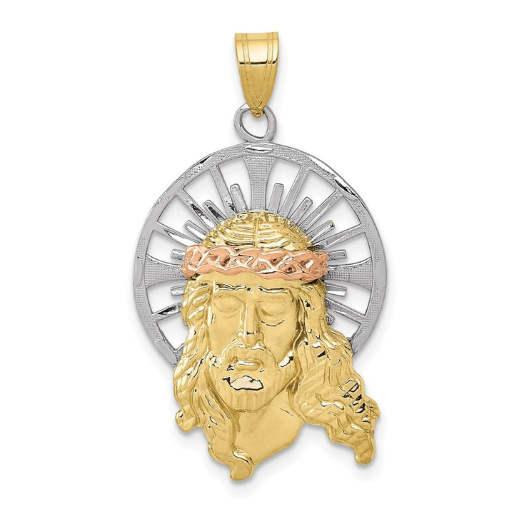 10K Tri-Color Gold Solid Polished D.C. Large Christ Charm