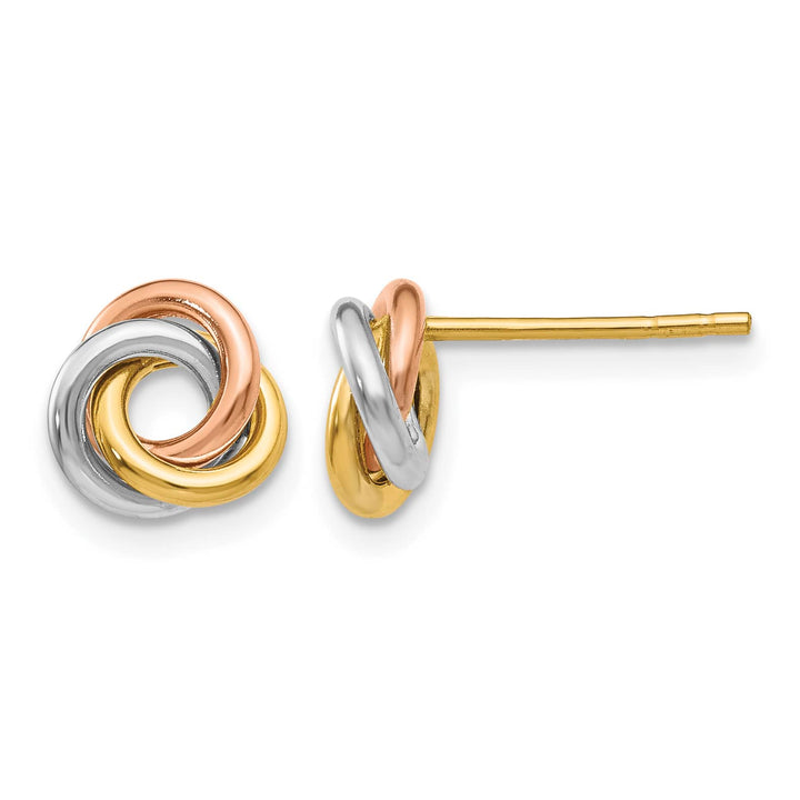 10k Tri-color Gold Twisted Knot Post Earrings