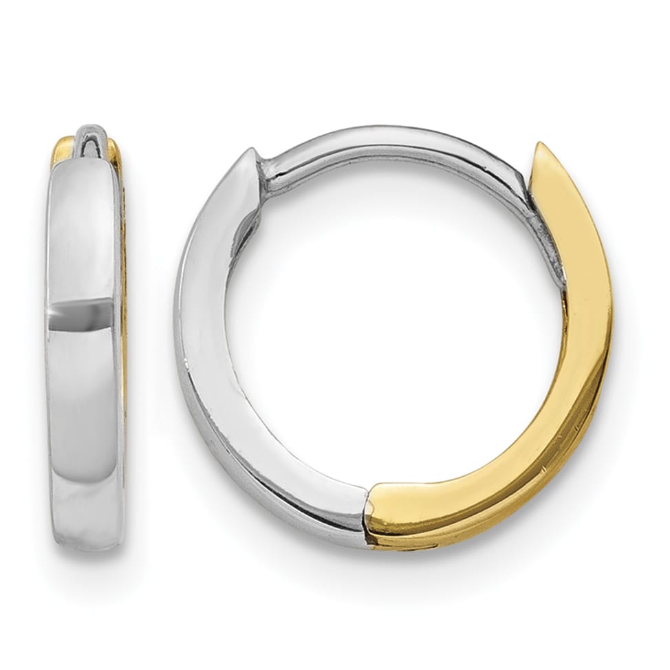 10k Two-tone Gold 1.50mm Hinged Hoop Earrings