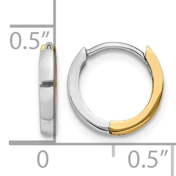 10k Two-tone Gold 1.50mm Hinged Hoop Earrings