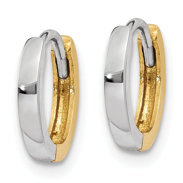 10k Two-tone Gold 1.50mm Hinged Hoop Earrings
