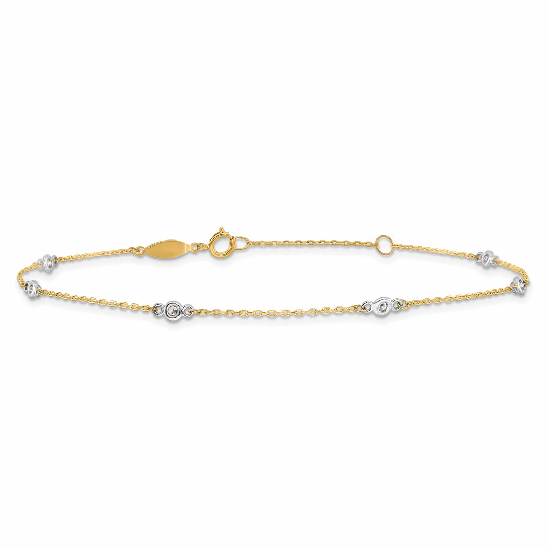 10K Two-Tone Gold 1 mm Cable Anklet