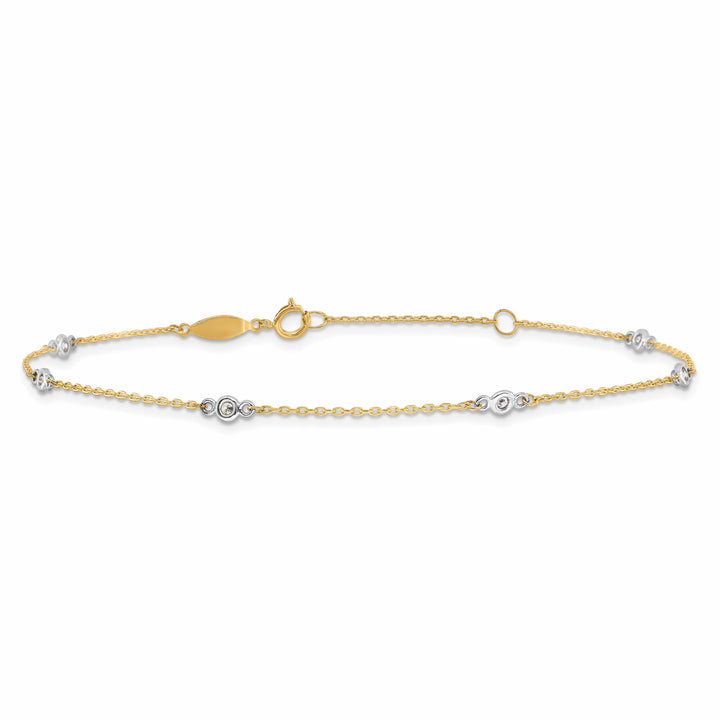 10K Two-Tone Gold 1 mm Cable Anklet