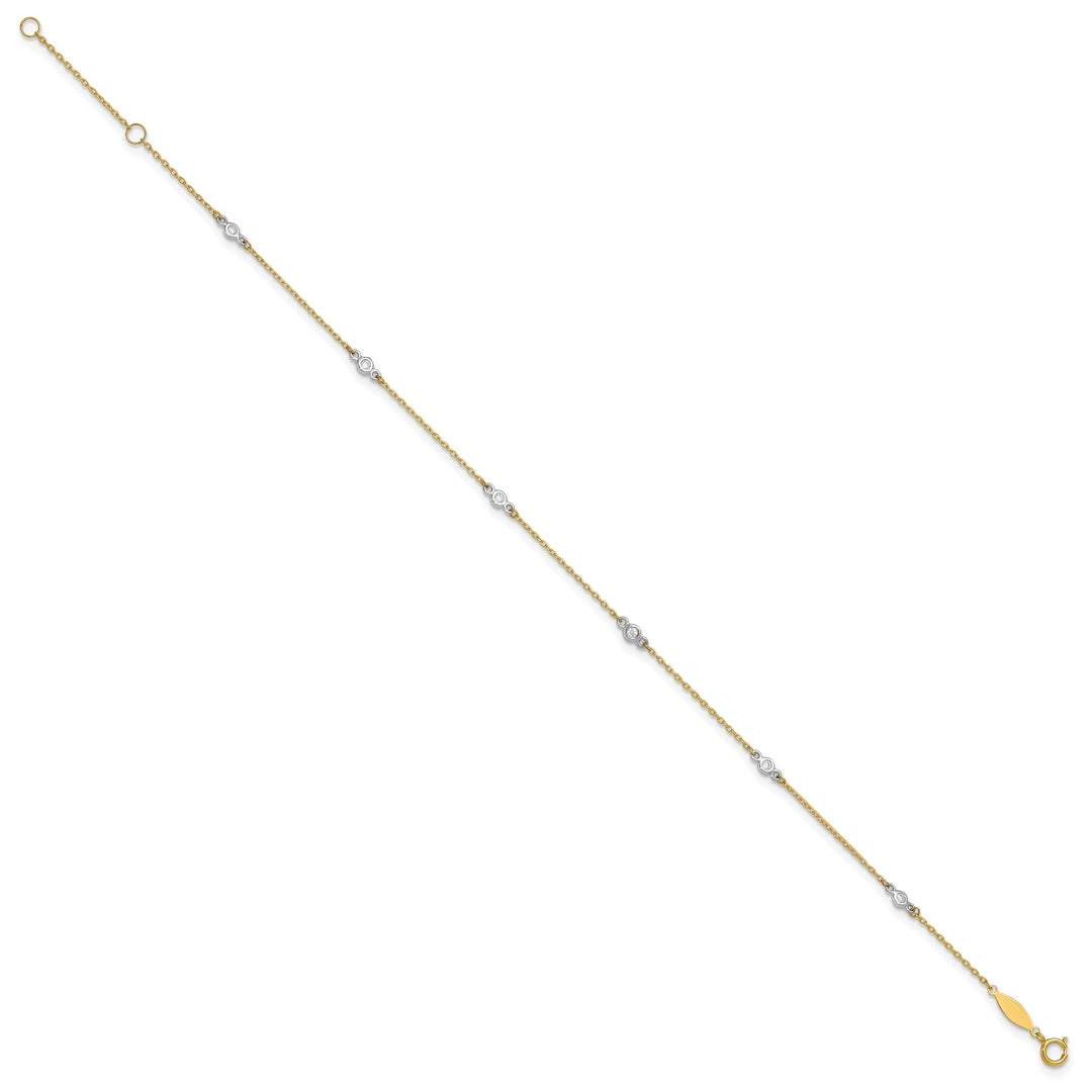 10K Two-Tone Gold 1 mm Cable Anklet