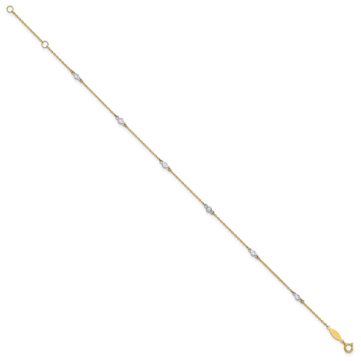 10K Two-Tone Gold 1 mm Cable Anklet
