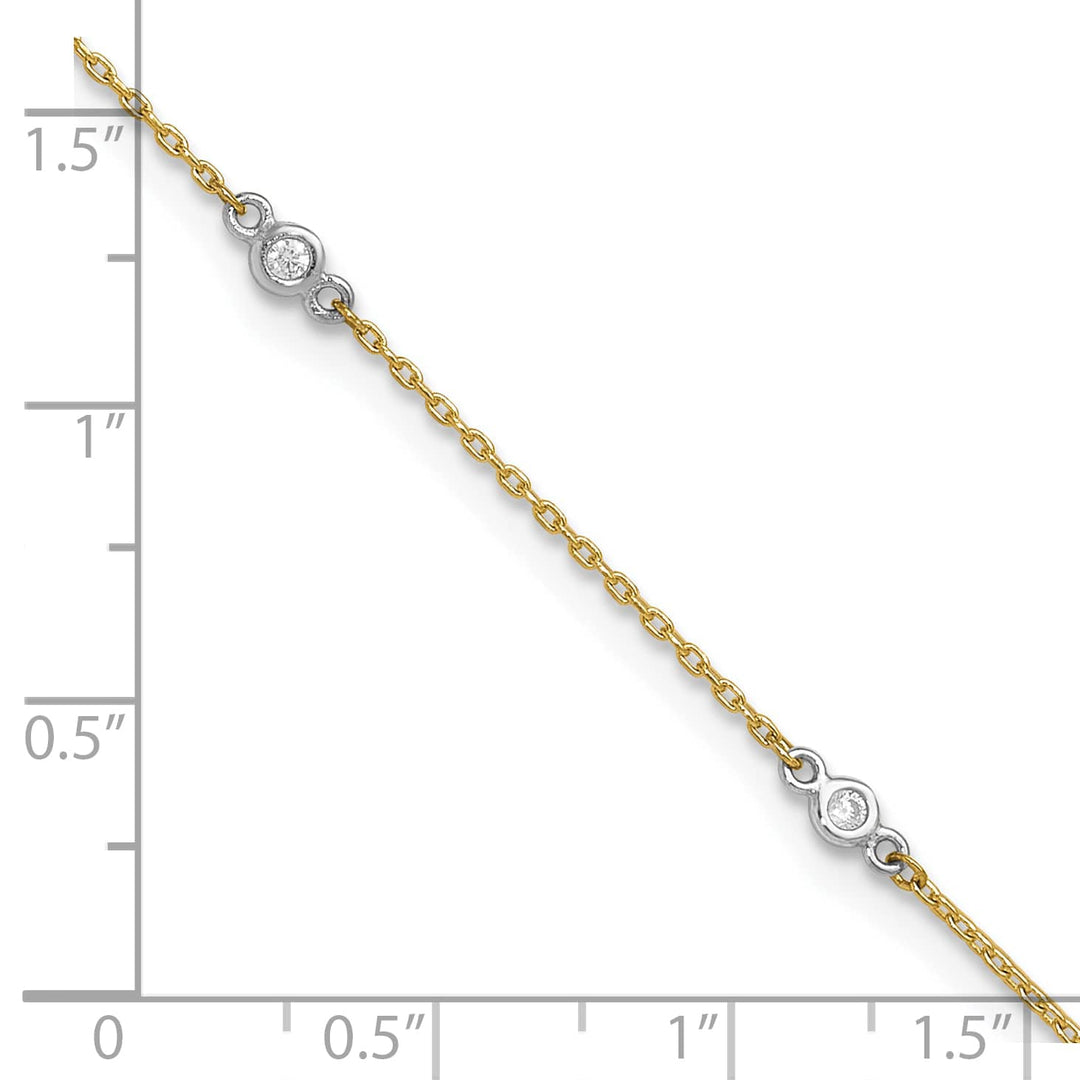 10K Two-Tone Gold 1 mm Cable Anklet