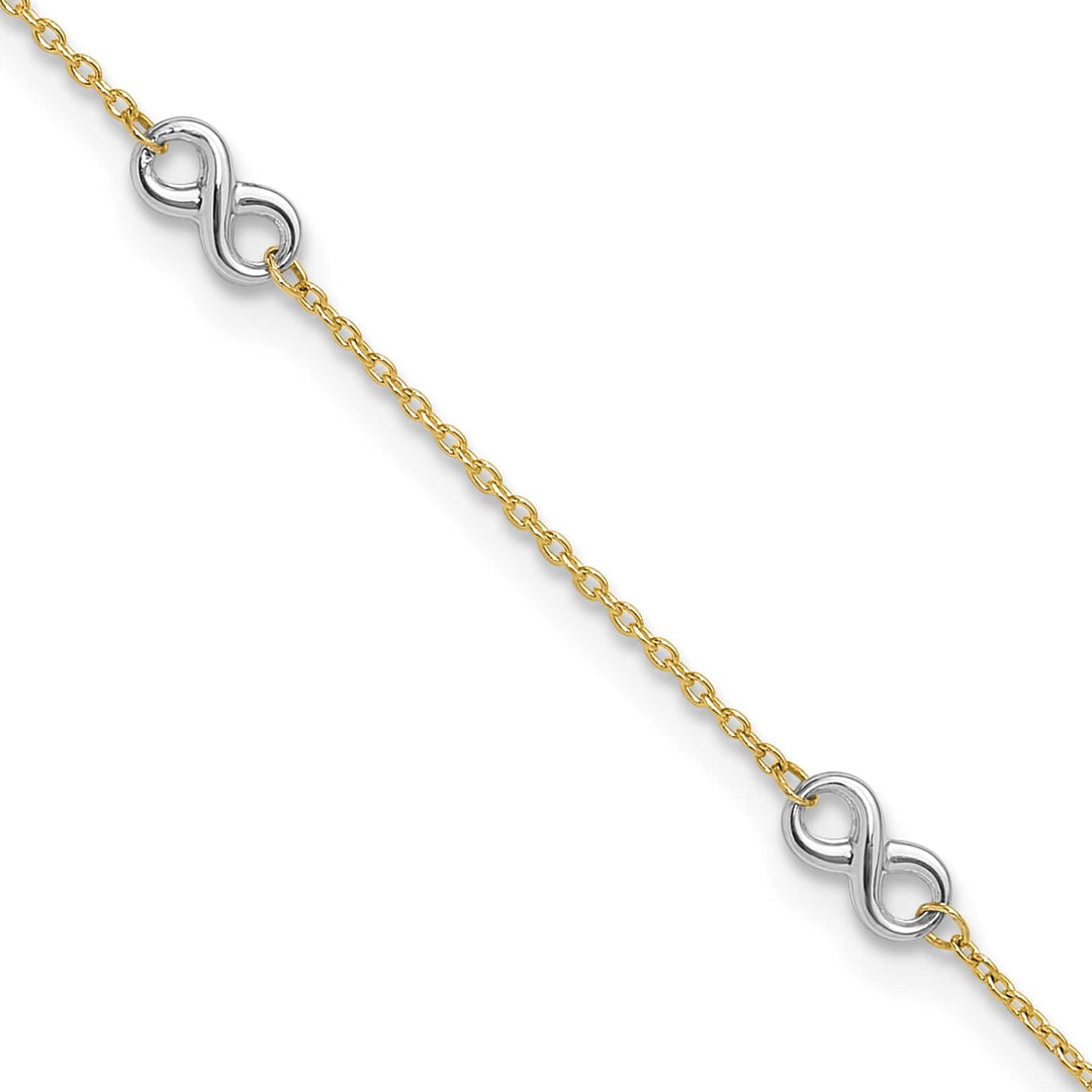10K Two-Tone Gold 1 mm Cable Anklet