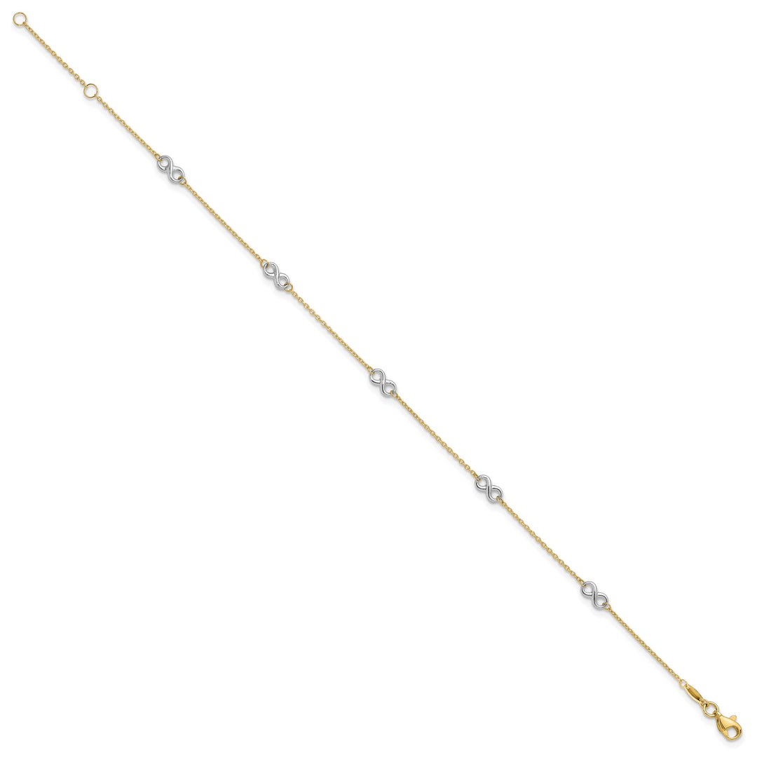 10K Two-Tone Gold 1 mm Cable Anklet