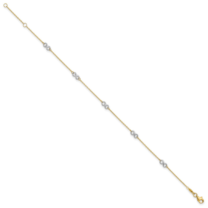 10K Two-Tone Gold 1 mm Cable Anklet