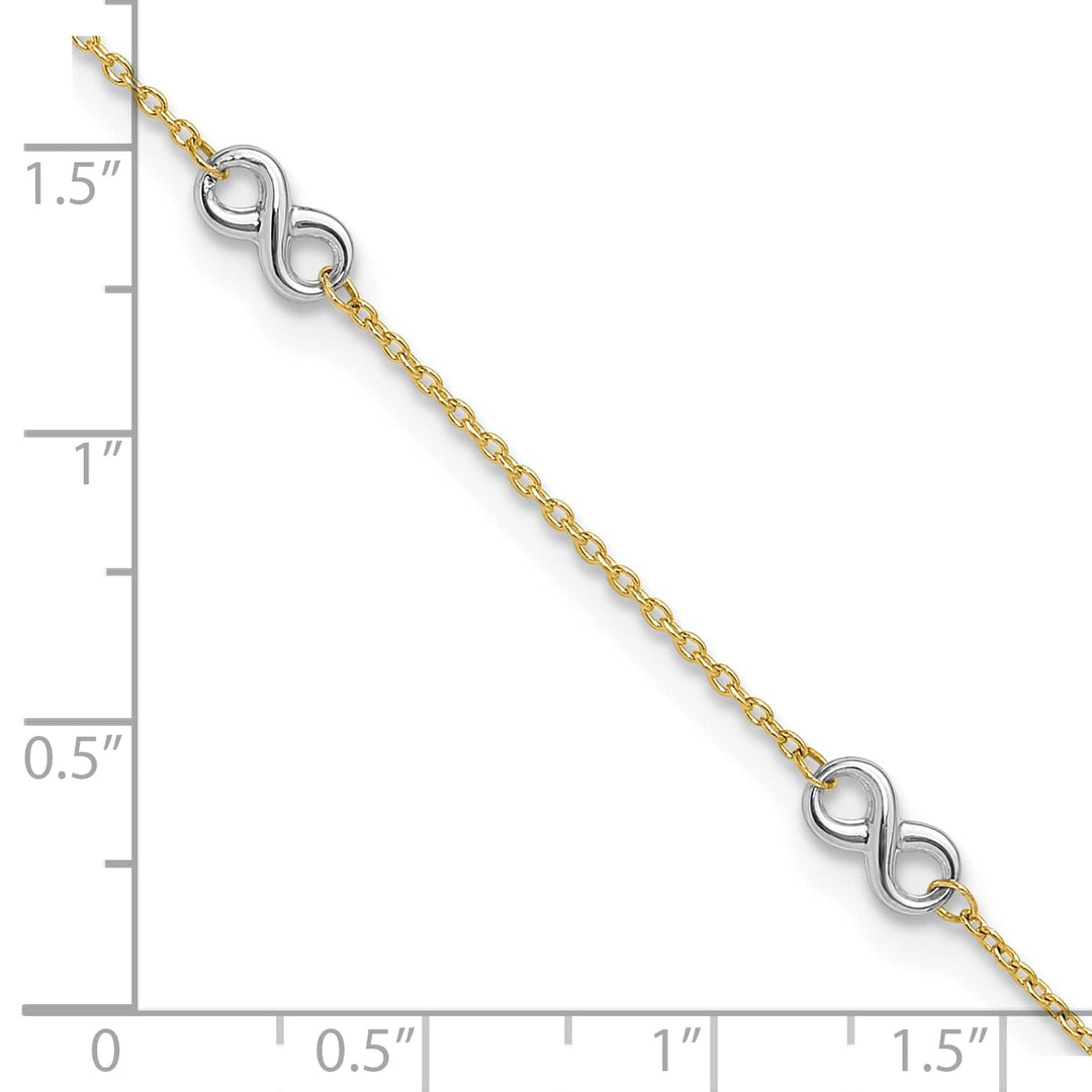 10K Two-Tone Gold 1 mm Cable Anklet