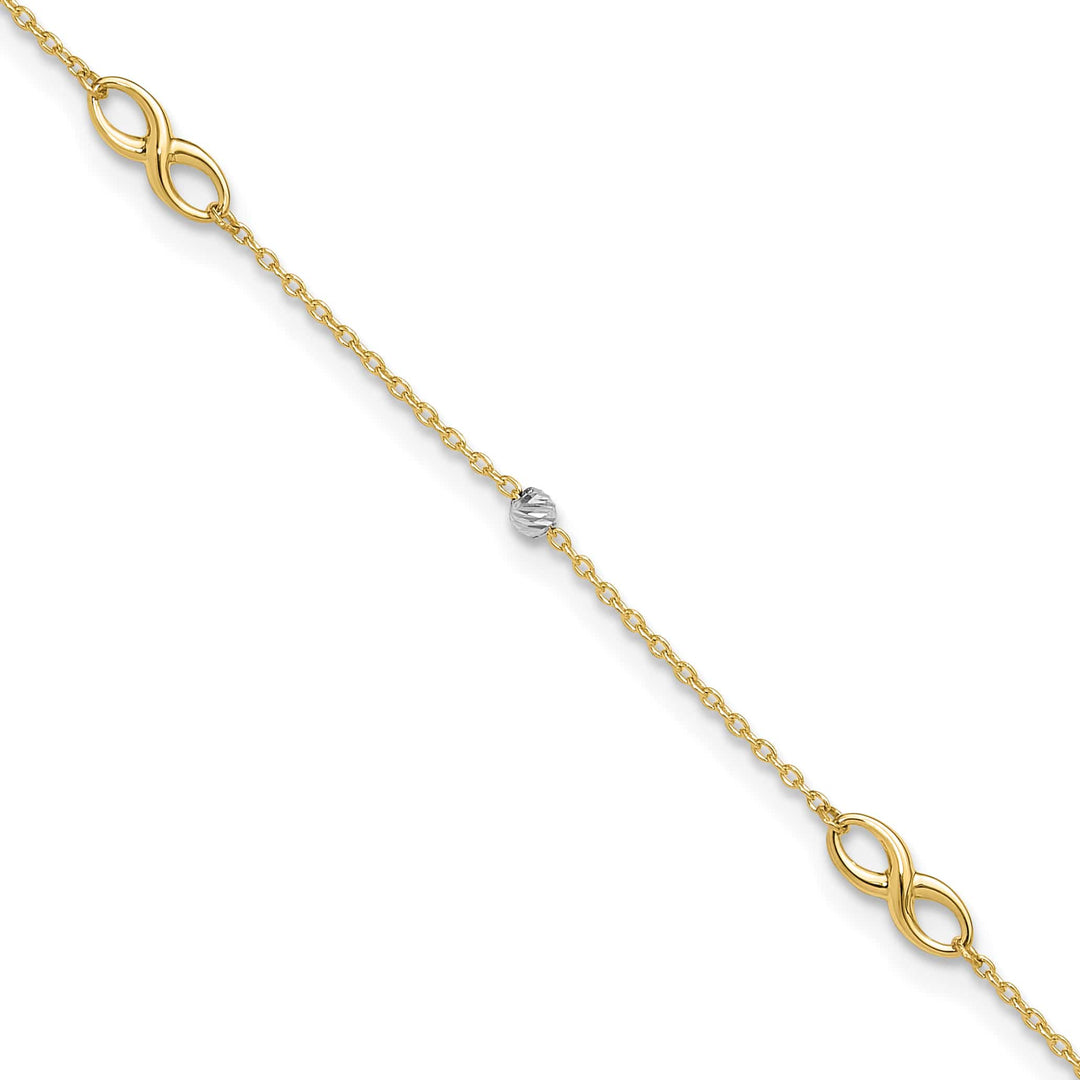 10K Two-Tone Gold 1 mm D.C. Cable Anklet