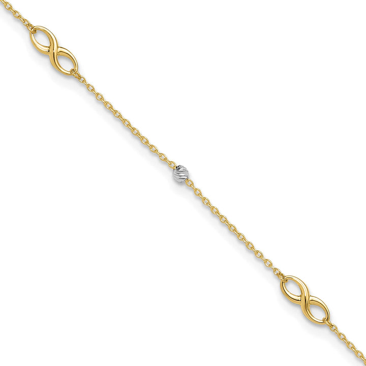 10K Two-Tone Gold 1 mm D.C. Cable Anklet