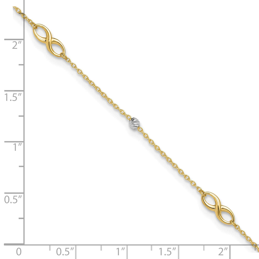 10K Two-Tone Gold 1 mm D.C. Cable Anklet
