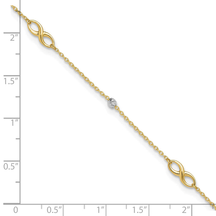 10K Two-Tone Gold 1 mm D.C. Cable Anklet