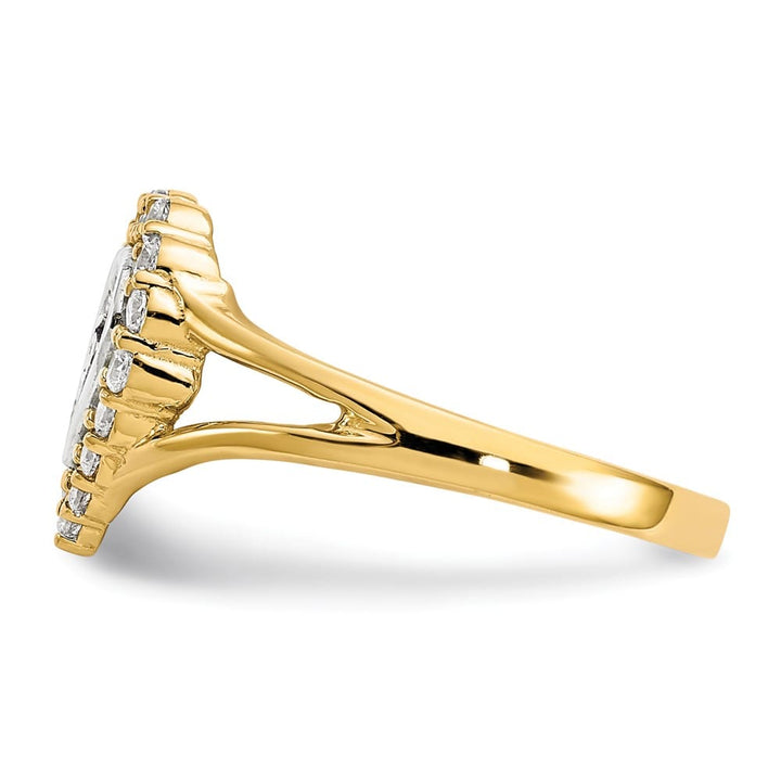 10k Two-Tone Gold 15 Heart CZ Halo Ring