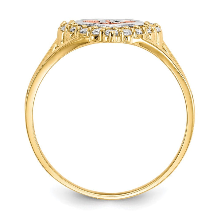 10k Two-Tone Gold 15 Heart CZ Halo Ring