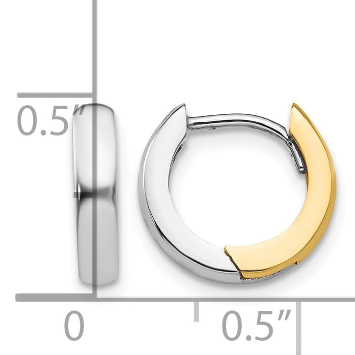 10k Two-tone Gold 2.5mm Round Hinged Hoop Earrings