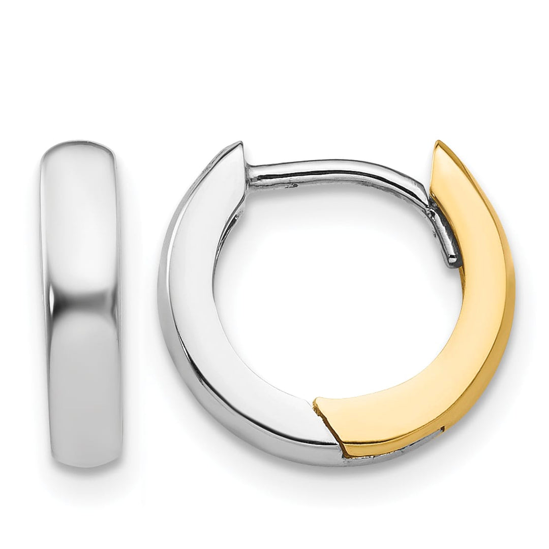 10k Two-tone Gold 2.5mm Round Hinged Hoop Earrings