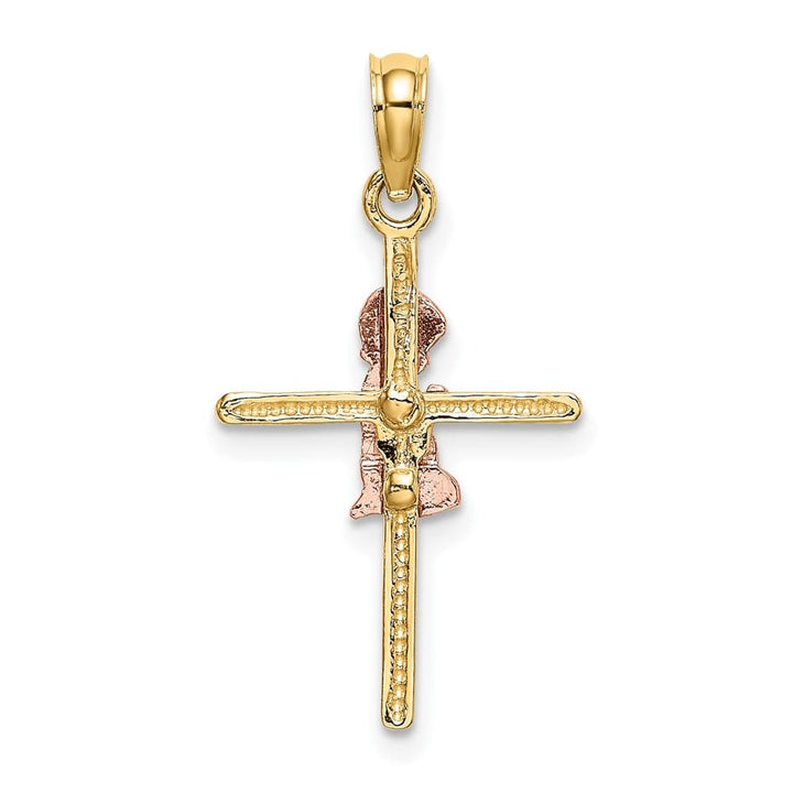 10K Two-Tone Gold 2-D Boy On Cross Charm