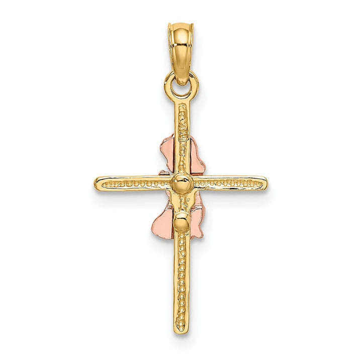 10K Two-Tone Gold 2-D Girl On Cross Charm