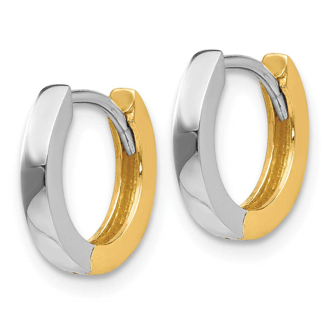 10k Two-tone Gold 2mm Round Hinged Hoop Earrings