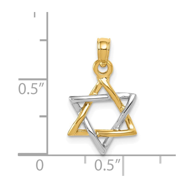 10K Two-Tone Gold 3-D Polished Star of David Pendant