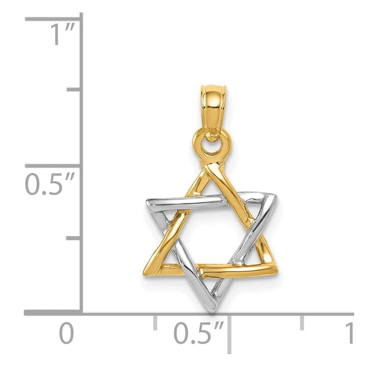 10K Two-Tone Gold 3-D Polished Star of David Pendant