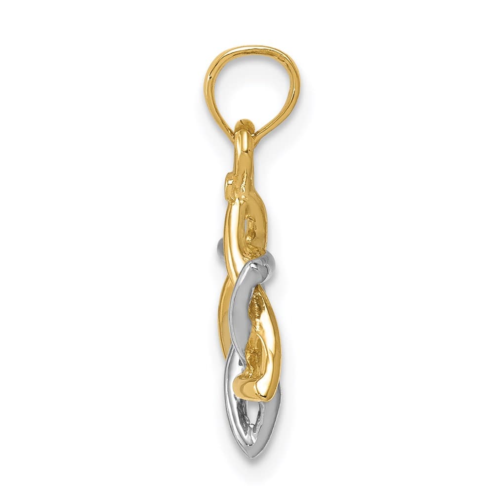 10K Two-Tone Gold 3-D Polished Star of David Pendant