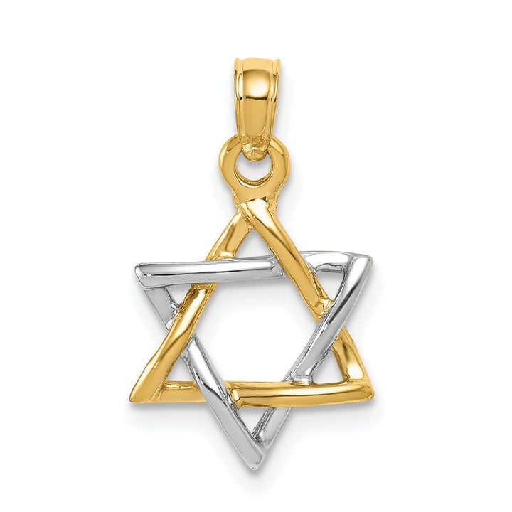 10K Two-Tone Gold 3-D Polished Star of David Pendant