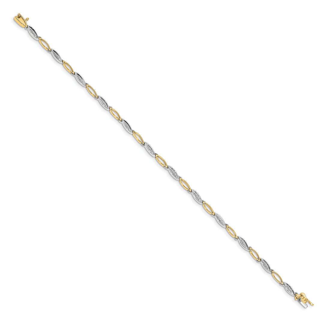 10K Two-Tone Gold 3 mm Diamond Bracelet