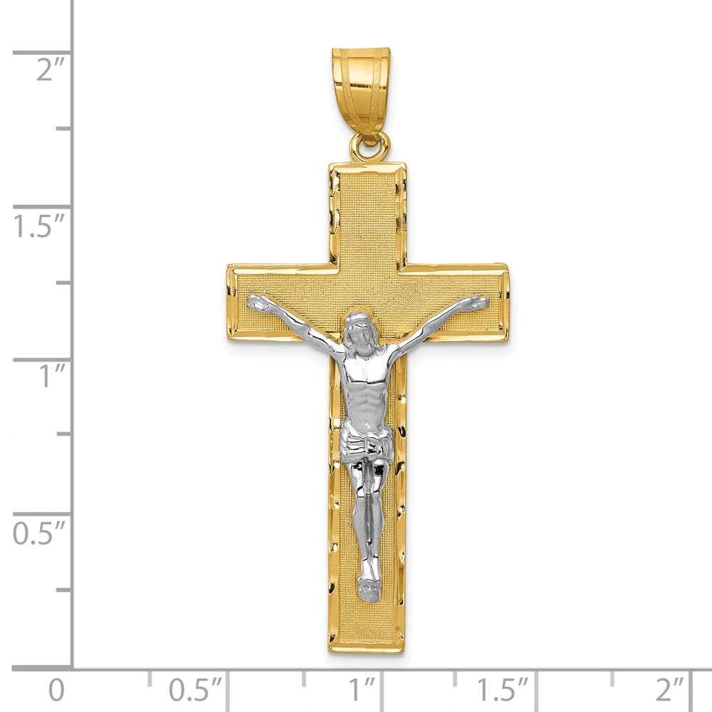 10K Two-Tone Gold Brushed D.C. Extra Large Latin Crucifix Pendant