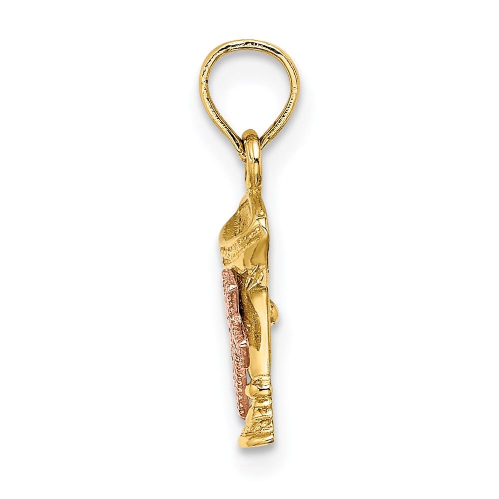 10K Two-Tone Gold Communion Cup with Cross Charm