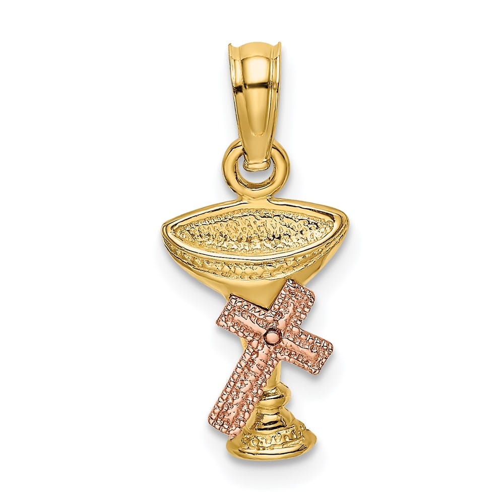 10K Two-Tone Gold Communion Cup with Cross Charm