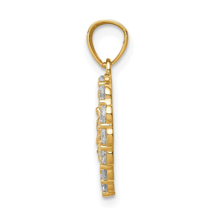 10K Two-Tone Gold CZ Our Lady of Guadalupe Heart Pendant