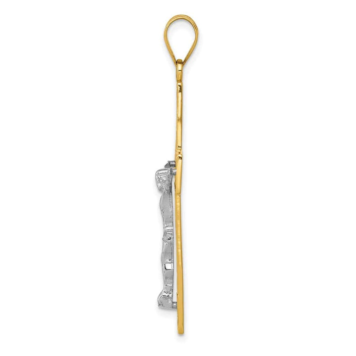 10K Two-Tone Gold D.C. Extra Large Filigree Latin Crucifix Pendant