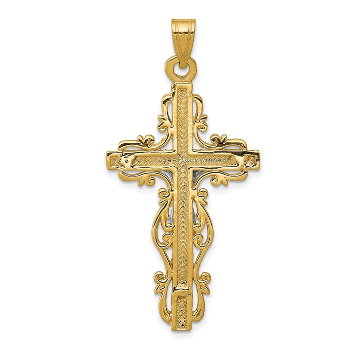 10K Two-Tone Gold D.C. Extra Large Fleur de Lis Crucifix Pendant