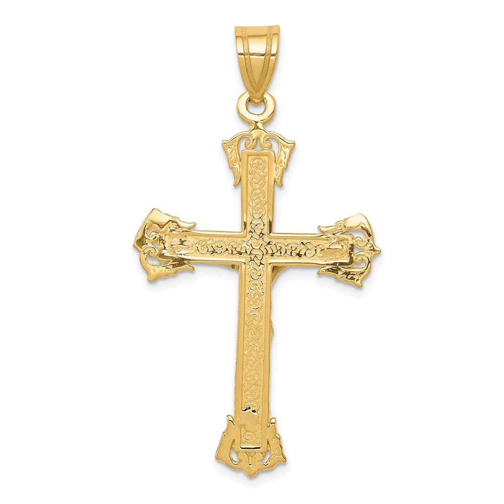 10K Two-Tone Gold D.C. Extra Large Fleur de Lis Crucifix Pendant