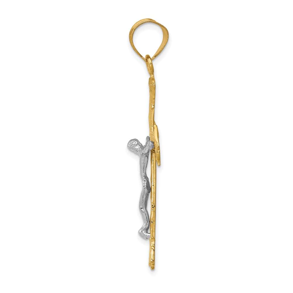 10K Two-Tone Gold D.C. Extra Large Fleur de Lis Crucifix Pendant
