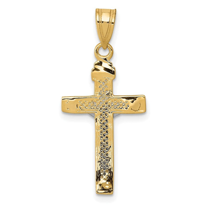 10K Two-Tone Gold D.C. Large Block Lattice Latin Crucifix Pendant