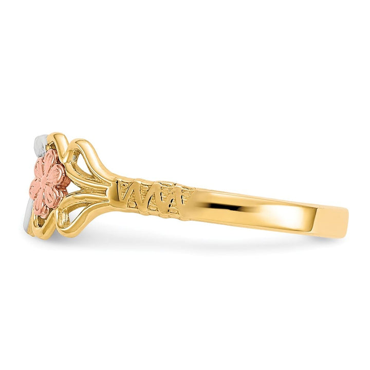 10k Two-Tone Gold Double Heart and Flowers Ring