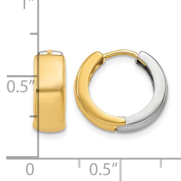 10k Two-tone Gold Hinged Hoop Earrings, 10mm