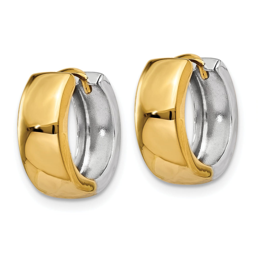 10k Two-tone Gold Hinged Hoop Earrings, 10mm