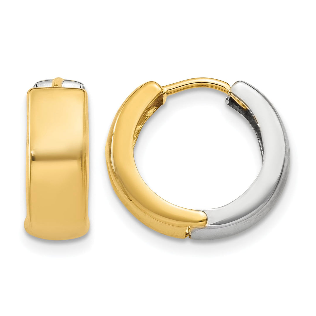 10k Two-tone Gold Hinged Hoop Earrings, 10mm