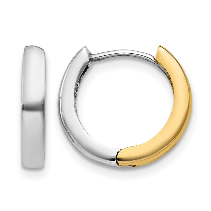 10k Two-tone Gold Hinged Hoop Earrings, 11mm
