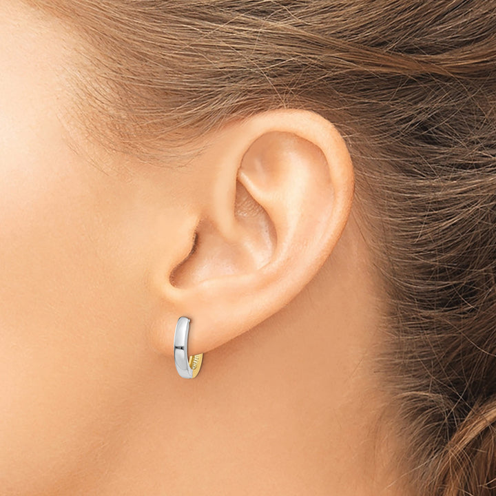 10k Two-tone Gold Hinged Hoop Earrings, 11mm
