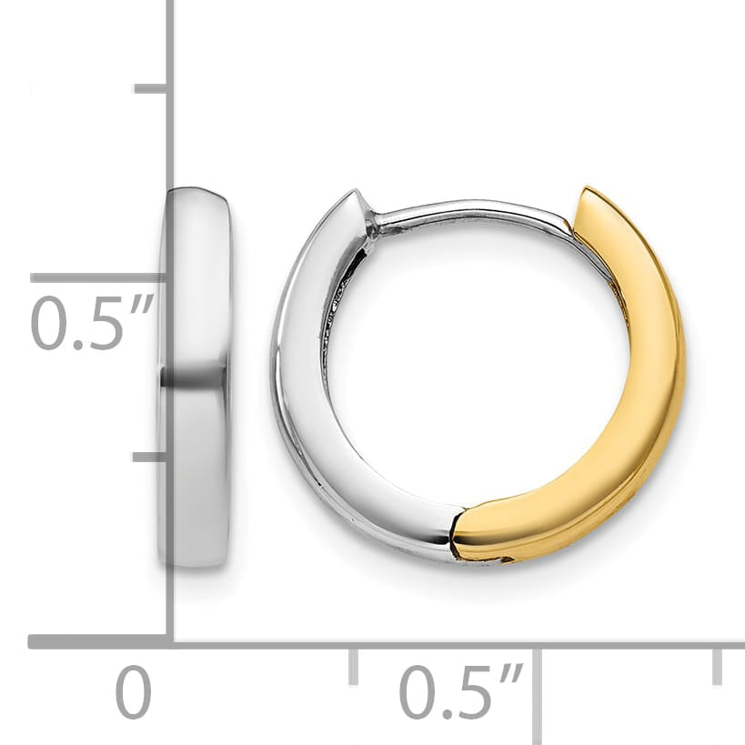 10k Two-tone Gold Hinged Hoop Earrings, 11mm