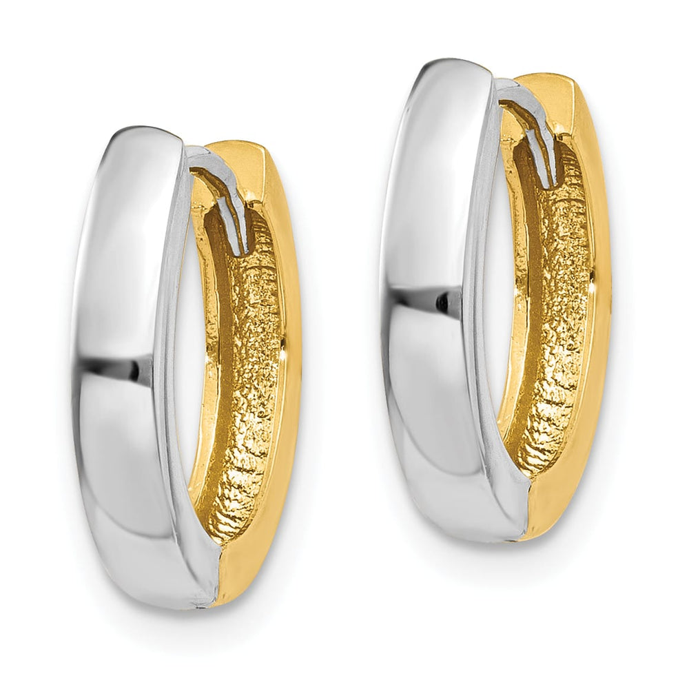 10k Two-tone Gold Hinged Hoop Earrings, 11mm